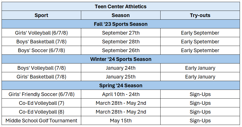 2023 - 2024 Athletics Schedule