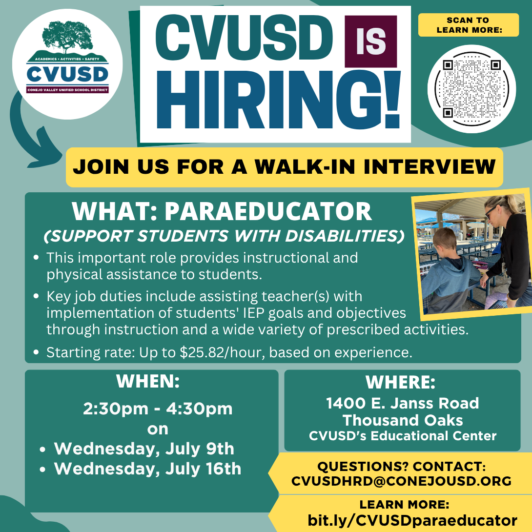 We're hiring PAraeducators